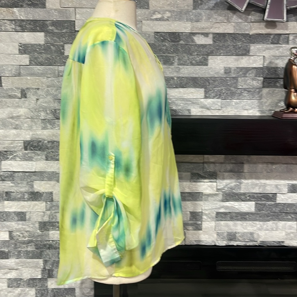 Fred David Multi Color Button Down Top Shirt Blou… - image 5